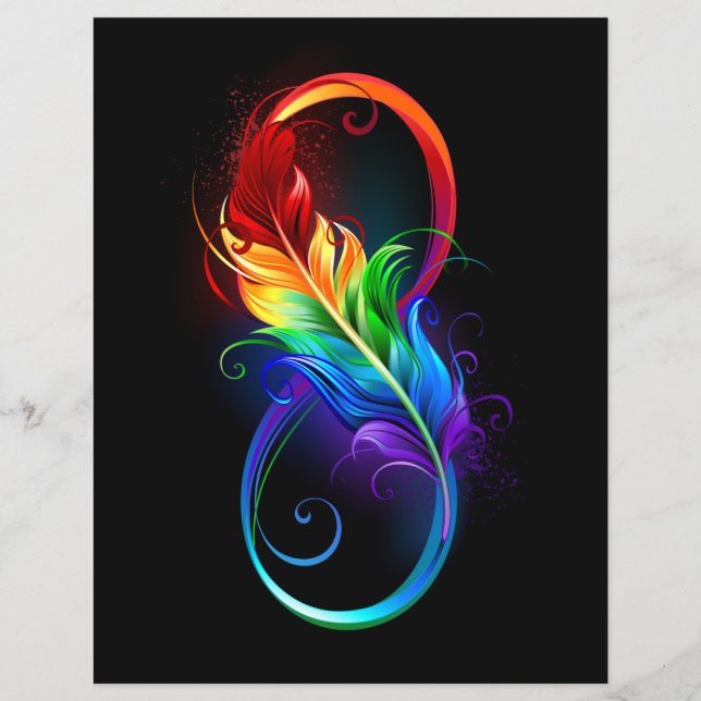 Símbolo Infinito com Pena Arco-Íris (Frente)