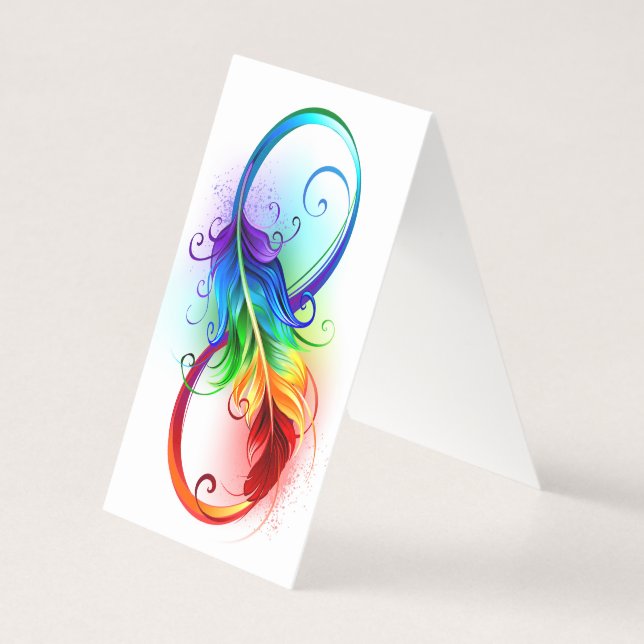 Símbolo Infinito com Pena Arco-Íris (Verso)