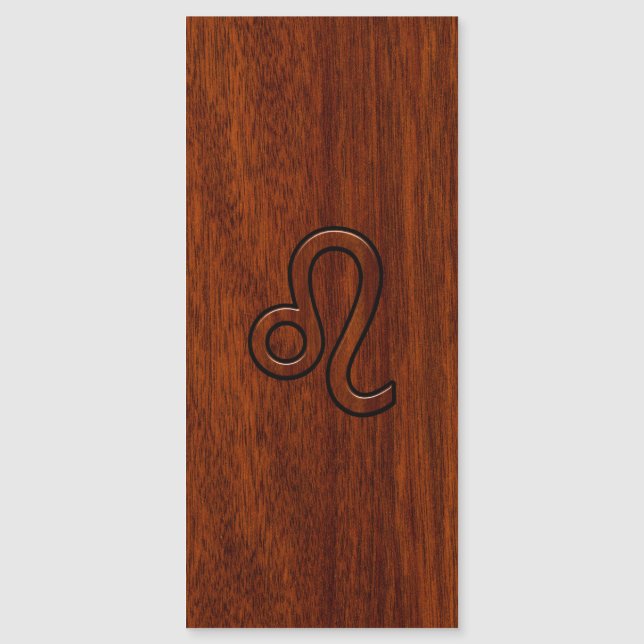 Símbolo Leo Zodiac no estilo Rich Mahogany (Frente)