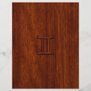 Símbolo moderno Gemini Zodiac em Mahogany como im