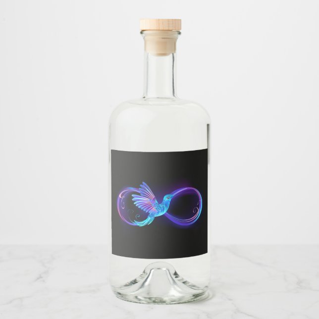 Símbolo Neon Infinity com Hummingbird brilhante (Frente)