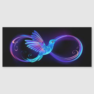 Símbolo Neon Infinity com Hummingbird brilhante