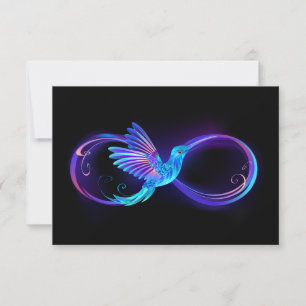 Símbolo Neon Infinity com Hummingbird brilhante