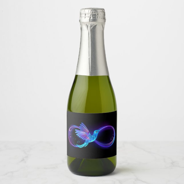 Símbolo Neon Infinity com Hummingbird brilhante (Frente)