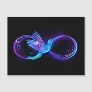 Símbolo Neon Infinity com Hummingbird brilhante