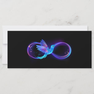 Símbolo Neon Infinity com Hummingbird brilhante