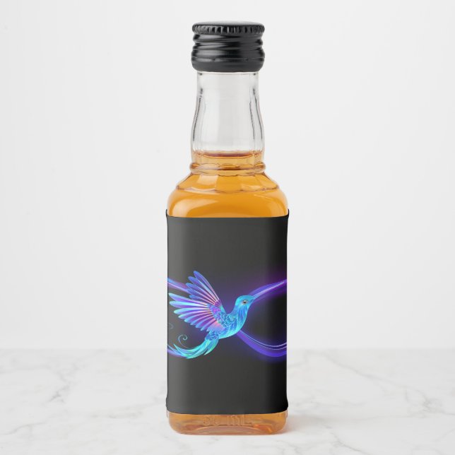 Símbolo Neon Infinity com Hummingbird brilhante (Frente)