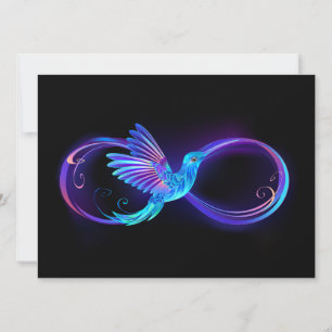 Símbolo Neon Infinity com Hummingbird brilhante