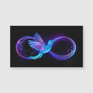 Símbolo Neon Infinity com Hummingbird brilhante