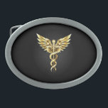 Símbolo Poligonal Dourado Caduceus<br><div class="desc">Dourados símbolos de Cadubo policlonal em fundo isolado a preto. Símbolo de policia baixa.</div>