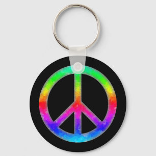 Símbolo Psicodélico Tie-Dye Peace Chaveiro (Preto)