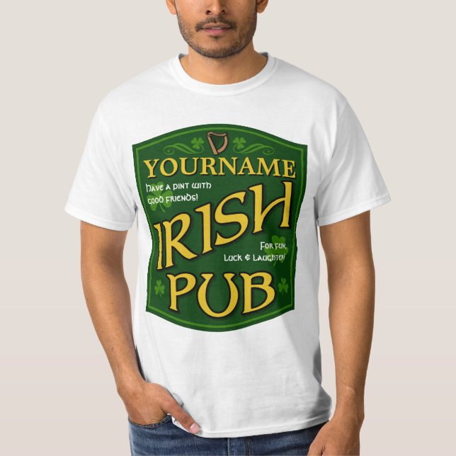 Símbolo Pub Personalizado Irlandês Valor T-Shirt (Frente)