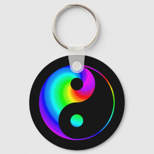 Símbolo Rainbow Spiral Yin Yang Chaveiro