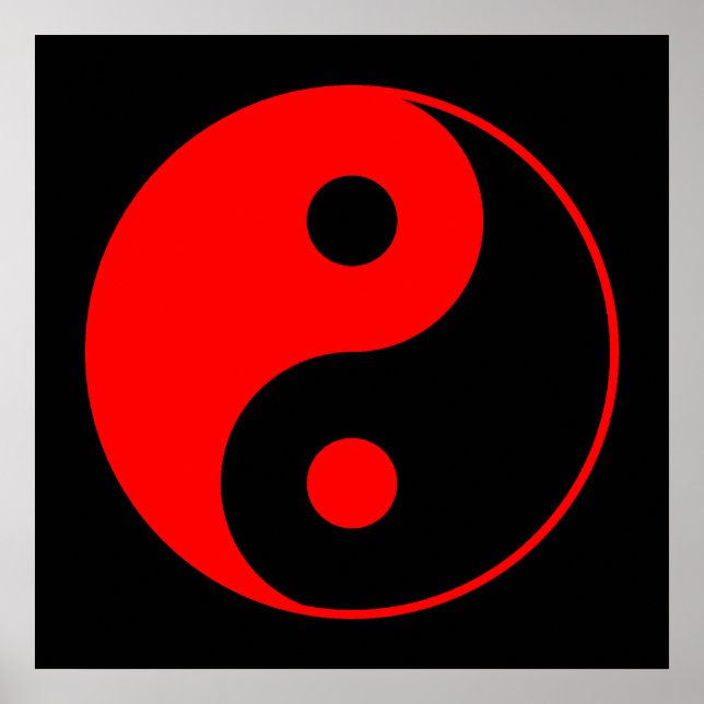 Símbolo Red & Black Yin Yang Poster (Frente)
