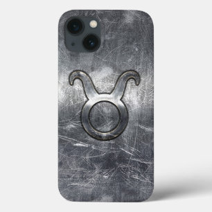 Símbolo taurus zodiac em estilo metálico cinzent