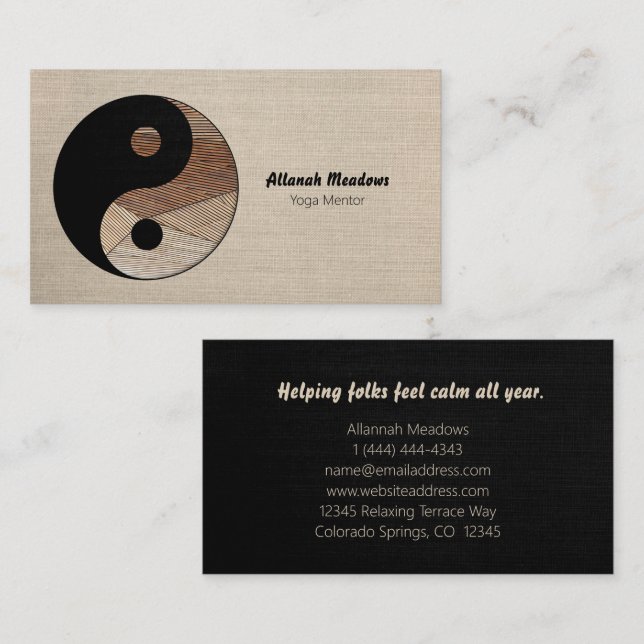Símbolo Yin-Yang - Cartão de visita Meditativo de  (Frente/Verso)