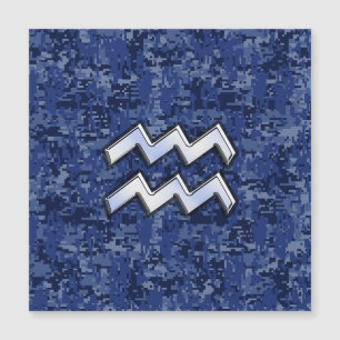 Símbolo Zodiac Marinho Silver Aquarius Camo Digit