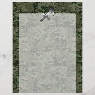 Símbolo Zodíaco Sagitário no Camo Digital Woodl