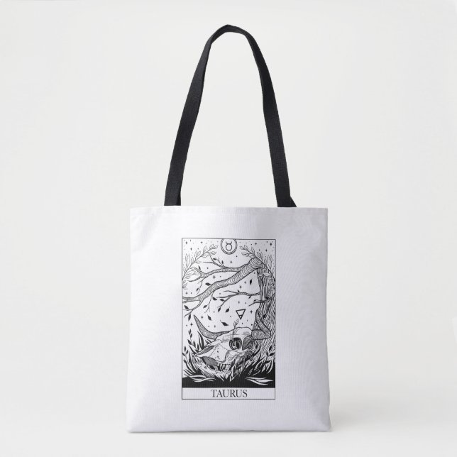 Símbolo Zodíaco Taurus Tarot Cartão Tote Bag (Frente)