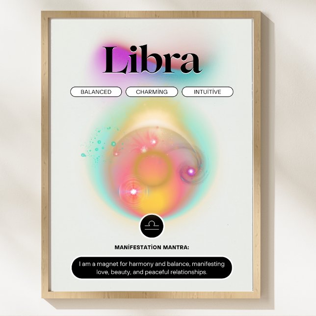 Símbolo Zodiano Moderno Libra Cita Poster de Eleme (Modern Zodiac Sign Libra Quote Air Element Poster)