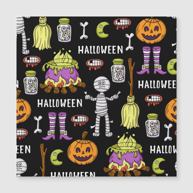 Símbolos de Halloween, tema contínuo vintage (Frente)