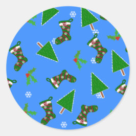 Símbolos de Natal Etiqueta de Presente Azul