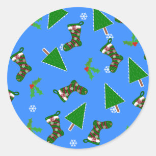 Símbolos de Natal Etiqueta de Presente Azul