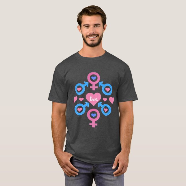 Símbolos masculinos e femininos T-Shirt (Frente Completa)