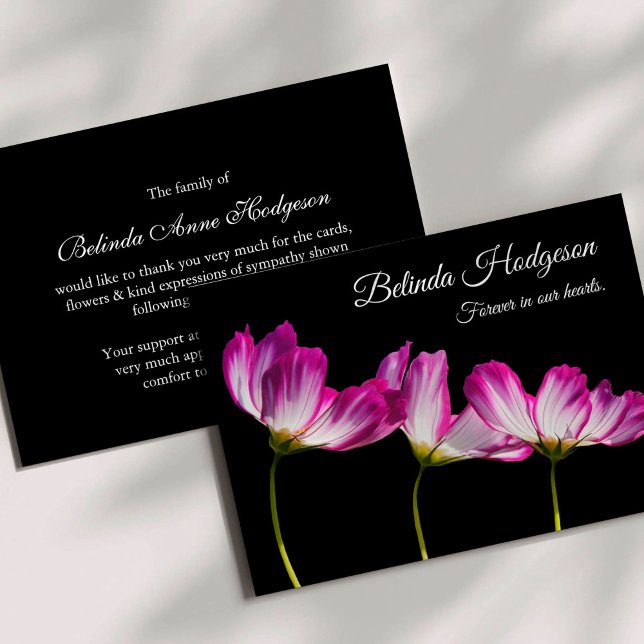 Simpatia Elegante Funeral Floral Obrigado Cartões (Pretty Pink Flowers Sympathy Memorial Funeral Thank You Cards)