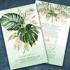 Simpatia Elegante Greenery Cartão de Oração Funera