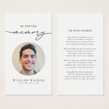 Simpatia Funeral Moderna Cartão de Oração Foto Mem