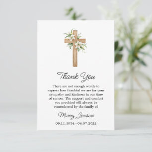 Simpatia Lily Cross Funeral Cartões de agradecimen