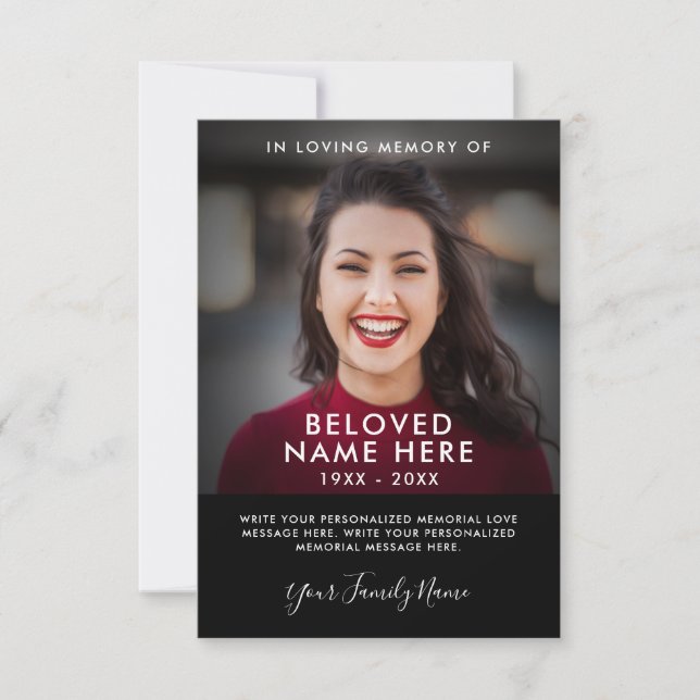 Simpatia Memória Funeral Obrigado Cartão com fotos (Frente)