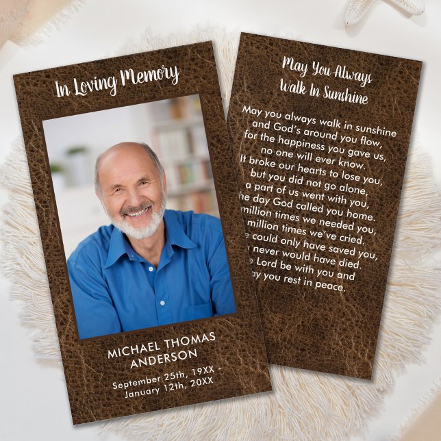 Simpatia Memorial Faux Leather Funeral Prayer Card (Criador carregado)