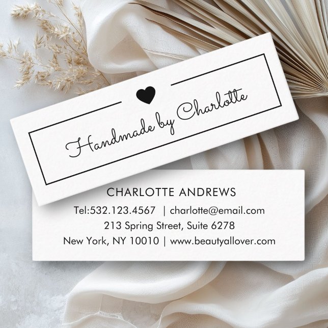 Simpel, manuscrito, Mini Cartão de visita (Simpel, handwriting, "Handmade" Mini Business Card, Heart)