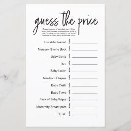 Simple Baby Shower Game Guess the Price 