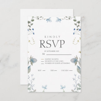 Simple Blue Floral RSVP Card