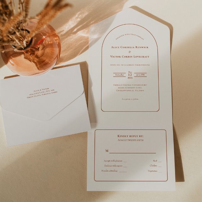 Simple Boho Arch Ivory Wedding RSVP (Criador carregado)