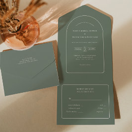 Simple Boho Arch Sage Green Wedding RSVP