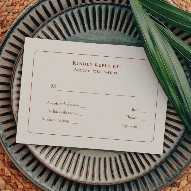 Simple Boho Ivory Menu Choice RSVP (Criador carregado)