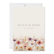 Simple Boho Wildflower Salve O Cartão De Casamento