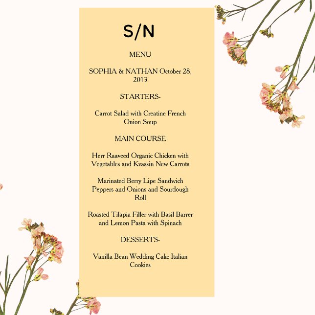 Simple Chic Wedding Menu Card | Custom Minimalist  (Criador carregado)