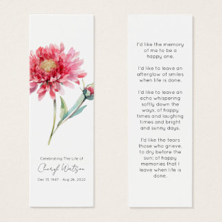Simple Chrysanthemum Funeral Memorial Bookmark
