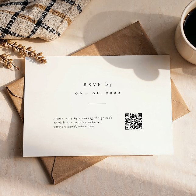 Simple Classic QR Code Wedding RSVP Card (Criador carregado)