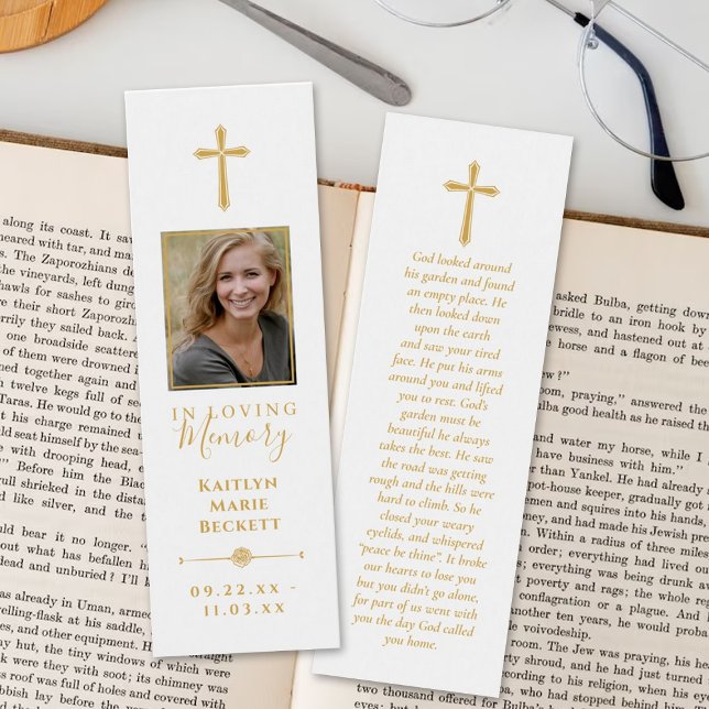 Simple Custom Photo Laminated Memorial Bookmarks (Criador carregado)