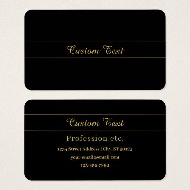 Simple Customizable Gold & Black Text Design  (Frente & Verso)