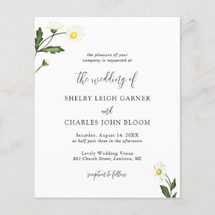 Simple Daisy Floral Budget Wedation Convite