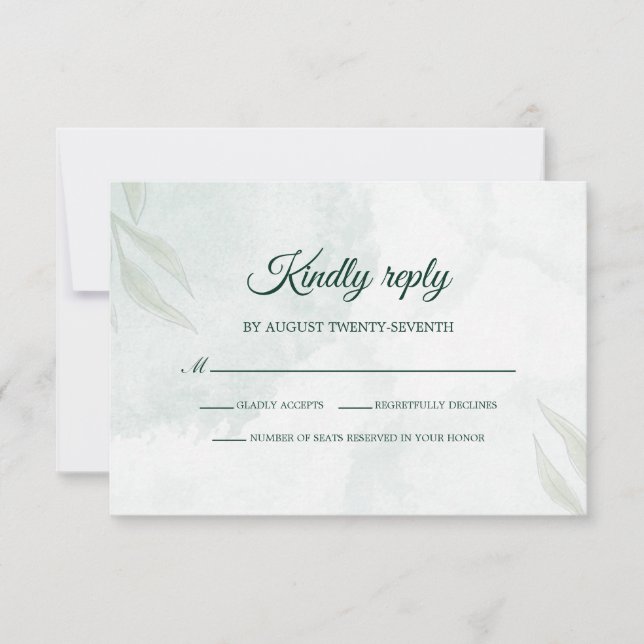 Simple Delicate Floral Wedding RSVP Card (Frente)