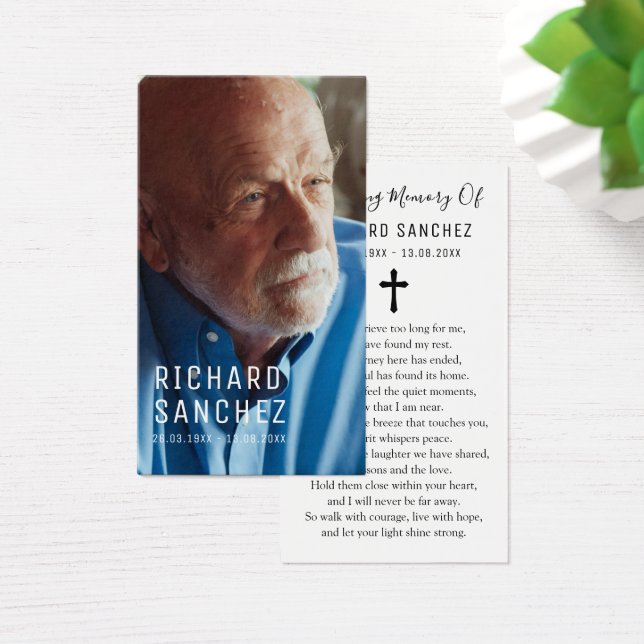Simple Elegant Photo Funeral Sympathy Prayer Cards (Mesa)