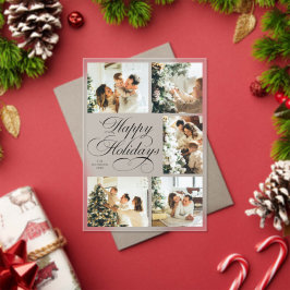 Simple Elegant Script Photo Collage Christmas Card